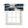 thumbnail image 1 of Boho Navy Blue Kitchen Valances for Windows Farmhouse Linen Window Valance Curtain for Living Room Window Treatment Modern Geometric Abstract Art Valance Rod Pocket Topper Drape, 54 x 18 Inch, 1 of 6