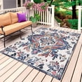 thumbnail image 1 of Boho Navy Blue Outdoor Rug for Patio/Deck/Porch, Non-Slip Large Area Rug 5 x 7 Ft, Vintage Southwestern Geometric Art Indoor Outdoor Rugs Washable Area Rugs, Reversible Camping Rug Carpet Runner, 1 of 8