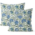 thumbnail image 1 of Boho Navy Blue Pillow Covers 16x16 Inch 2 Pcs Sage Green Vintage Floral Decor Throw Pillows Spring Flower Summer Outdoor Farmhouse Decoration Pillowcase Cushion Cover for Couch Sofa Bed, 1 of 12