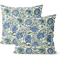 Boho Navy Blue Pillow Covers 20x20 Inch 2 Pcs Sage Green Vintage Floral Decor Throw Pillows Spring Flower Summer Outdoor Farmhouse Decoration Pillowcase Cushion Cover for Couch Sofa Bed