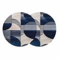 thumbnail image 1 of Boho Navy Blue Round 13 Inch Placemats Set of 2, Modern Geometric Abstract Art HeatResistant Non Slip Place Mats for Dining Table, Wipeable Braided Kitchen Table Mats for Housewarming, 1 of 9