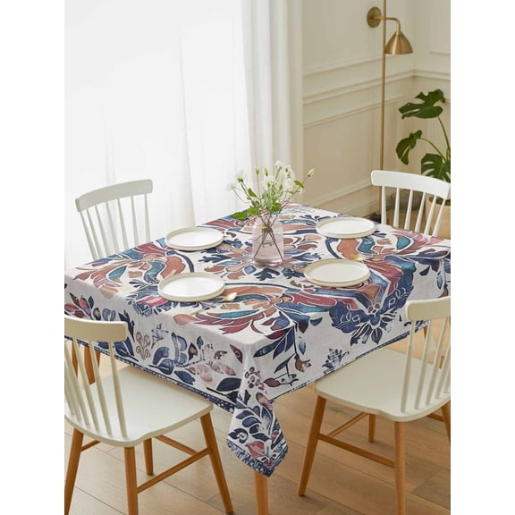 Boho Navy Blue Tablecloth Rectangle Table Cloth 52x70, Waterproof Tablecloth Outdoor Table Cloth, Vintage Southwestern Geometric Art Washable Table Cover for Kitchen Dinning Party