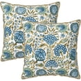 thumbnail image 1 of Boho Navy Blue Yellow Pillow Covers 18x18 Inch 2 Pcs Sage Green Vintage Floral Decor Throw Pillows Spring Flower Summer Outdoor Farmhouse Decoration Pillowcase Cushion Cover for Couch Sofa, 1 of 5