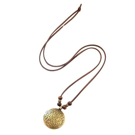 Boho Necklace for Women 18+2 Inch Adjustable Alloy Pendant Chain | Vintage Wooden Jewelry Gift for Mom/Sister (Multicolor 0.04lb)​