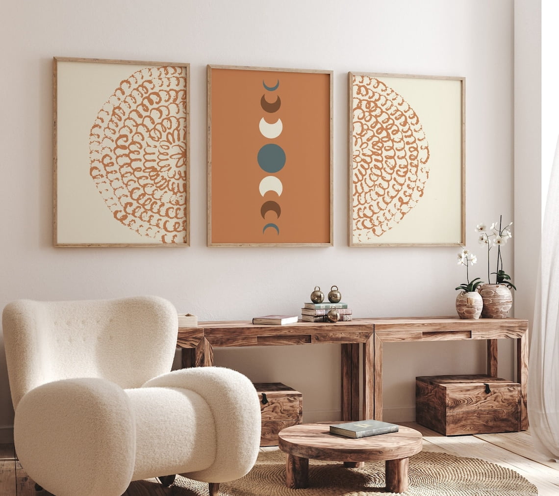 Boho Neutral Mandala Moon Phases Poster, Set 3, Poster Only - Walmart.com