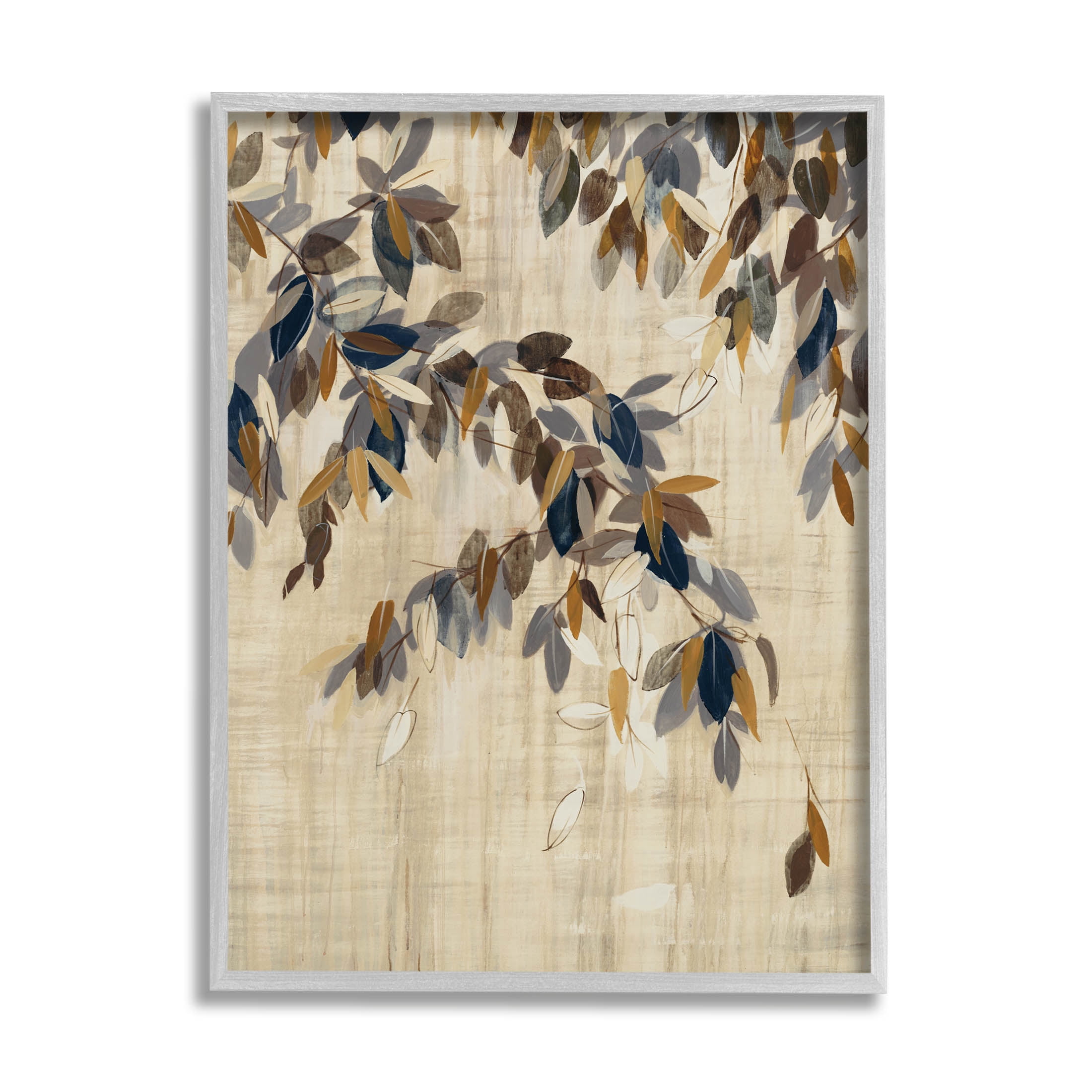 Boho Neutral Tree Leaves Botanical & Floral Graphic Art Gray Framed Art Print Wall Art