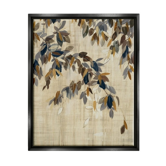 Boho Neutral Tree Leaves Botanical & Floral Graphic Art Jet Black Framed Art Print Wall Art