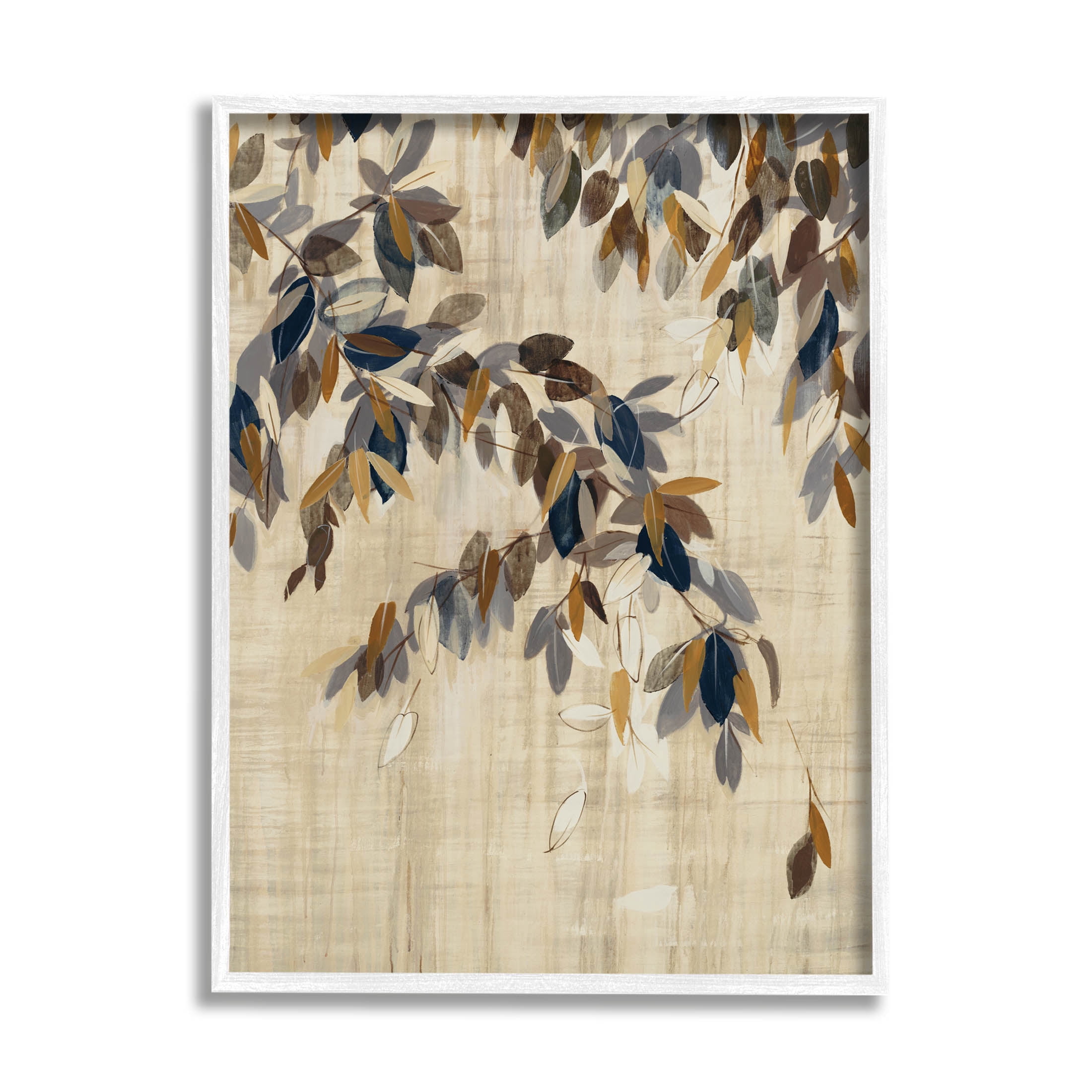 Boho Neutral Tree Leaves Botanical & Floral Graphic Art White Framed Art Print Wall Art