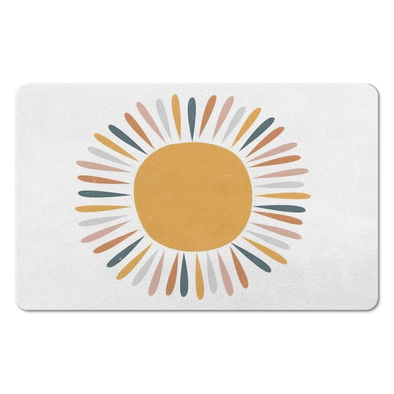 Boho Non-Slip Bath Mat: Half Circle Design, Cute & Small Carpet for Bedroom, Machine Washable, 20x32 inch