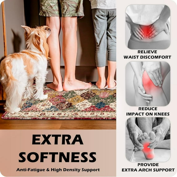 Boho Non Slip Waterproof Kitchen Rugs and Mats Set of 2 Farmhouse Vintage Kitchen Floor Mats Cushioned Anti Fatigue Ergonomic Comfort Standing Kitchen Runner Rugs 17.3''''x28''''+17.3''''x47''''