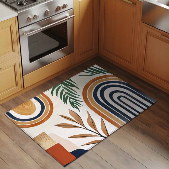 Boho Nordic 2x3 Rug for Entryway Front Door Kitchen Sink Area, Abstract Art Geometric Low Pile Washable Non Slip Rectangle Area Rug