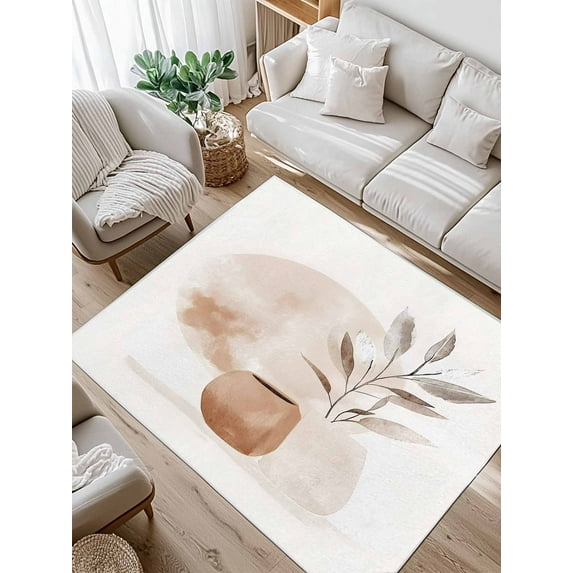 Boho Nordic Area Rug for Bedroom 5x7 Ft Abstract Modern Watercolor Leaf Color Block Super Soft fuzzy Throw Rug Non-Slip Fluffy Plush Indoor Floor Carpet for Living Room Nursery Home Decor