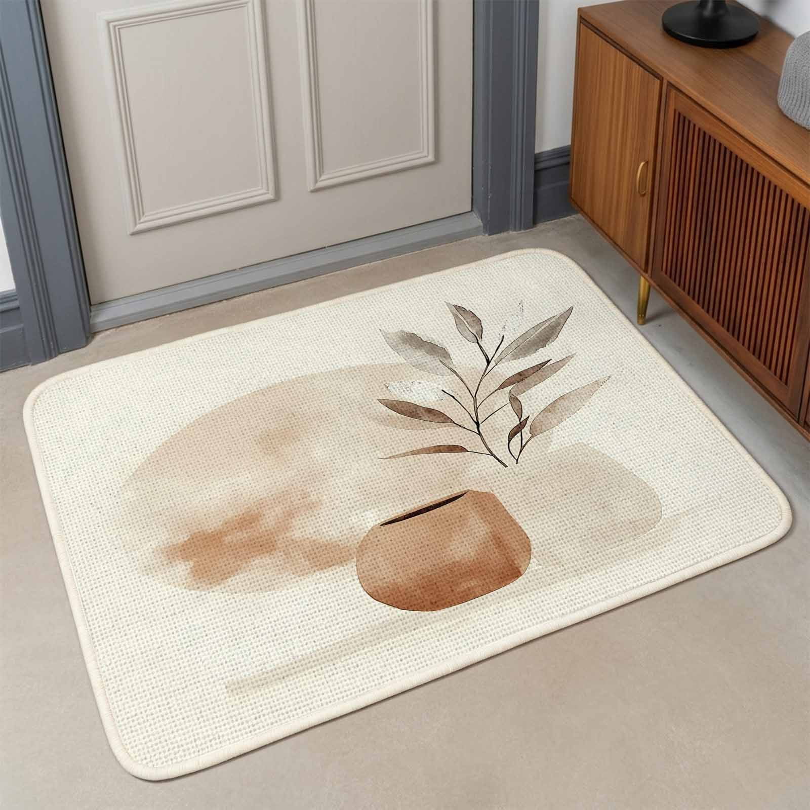 Boho Nordic Front Door Mat Indoor Entrance, Abstract Modern Watercolor ...