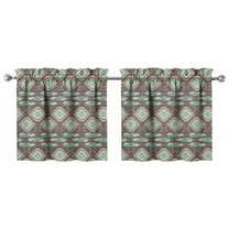 Boho Nordic Kitchen Curtains Set of 2, 27.5x24 Inch Geometric Semi-Sheer Curtains with Rod Pocket, Retro Colorful Design