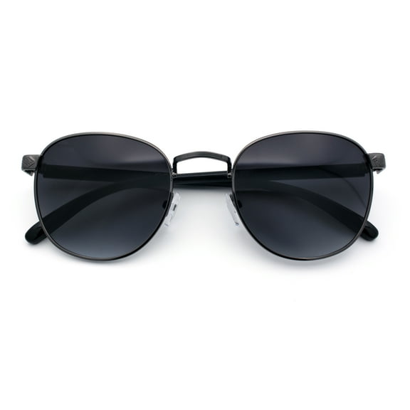 Boho Normcore Windsor Metal Rim Rectangular Round Hipster Sunglasses Gunmetal - Smoke