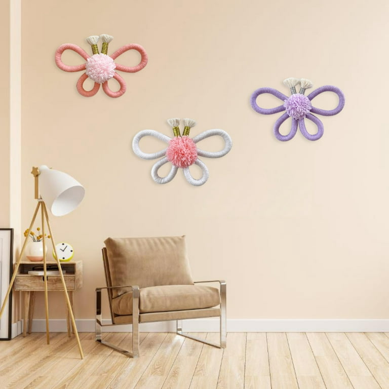 Boho Nursery Decor for Girl Daisy Flower Woven Macrame Wall