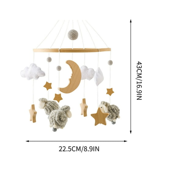 Boho Nursery Mobile | Baby Crib Mobile for Boys Girls | Felt Ball Bed Bell Mobile Crib | Ceiling Mobile - Stars, Clouds, Moon | Pendant Toy Wooden Wind Chime Nursery Decoration