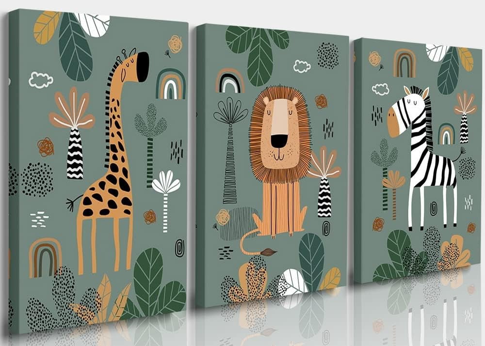 Image showcasing Boho Nursery Wall Art,Green Nursery Prints,Neutral Nursery Wall Art ...