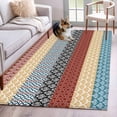 thumbnail image 1 of Boho Orange Area Rug 4x6 FT, Non Slip Kids Room Carpet, Yellow Geometric Stripes Turquoise Bohemia Washable Soft Floor Carpet Non-Shedding Throw Rug for Dorm Kitchen Study Room Home Office Bedside, 1 of 9