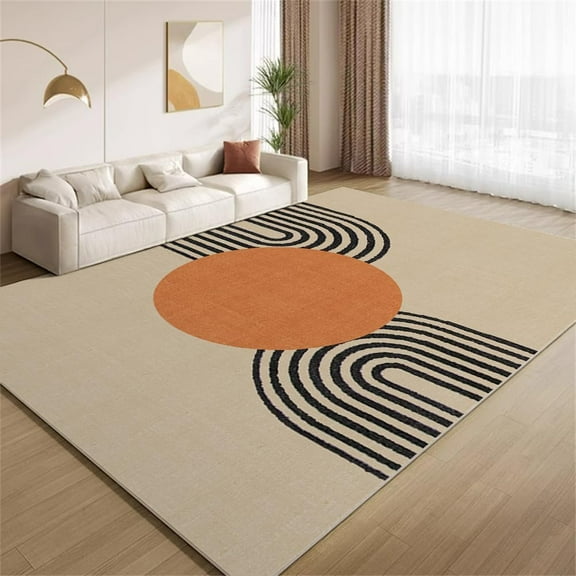 Boho Orange Brown Area Rugs Black Arch Lines Rugs Ultra Soft Non Slip Washable Carpet for Teens Boys Girls Kids Living Room Bedroom Nursery Study Office Hallway 2x3ft Small