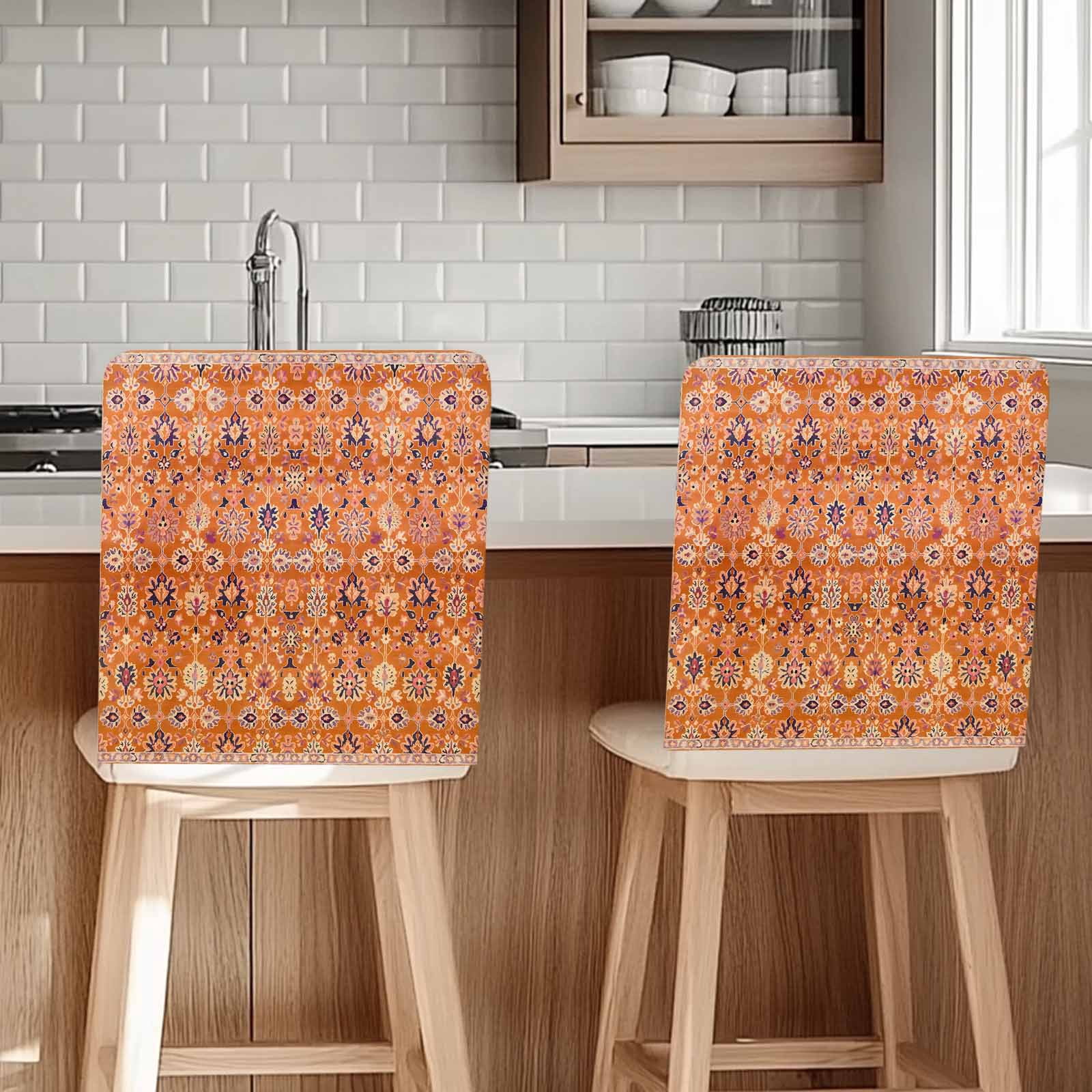 Boho Orange Chair Back Cover for Dining Room Set of 4,Country Style ...