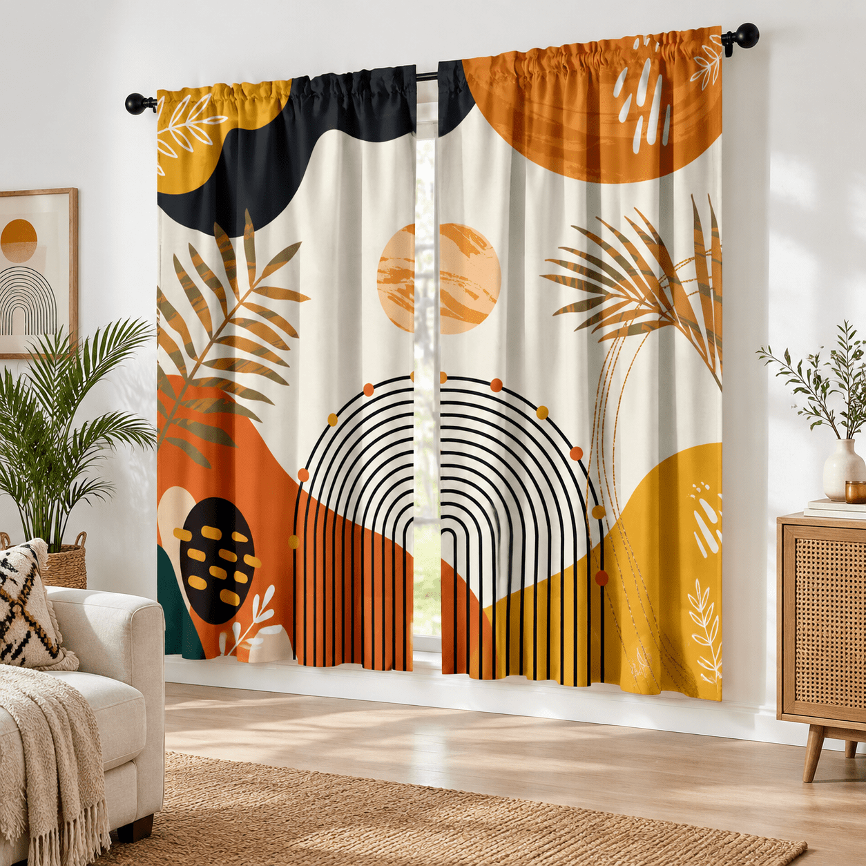 Boho Orange Curtain, 27.5