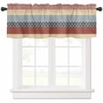 thumbnail image 1 of Boho Orange Curtain Valance for Windows/Kitchen/Living Room/Bedroom, Yellow Geometric Stripes Turquoise Bohemia Rod Pocket Window Treatment Short Drape Topper Small Tier Cafe Curtains Panel 54X18, 1 of 8