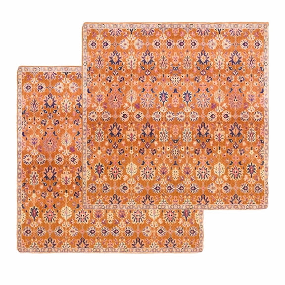 Boho Orange Kitchen Dish Towels for Drying Dishes Set of 2, Country Style Bohemian Floral Retro Tribal Waffle Weave Microfiber Hand Tea Bathroom Towels Quick Dry & Absorbent Towel 12x12