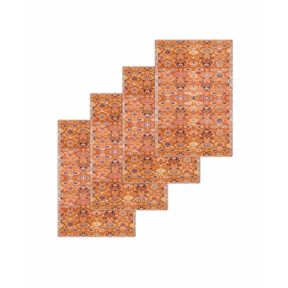 Boho Orange Kitchen Dish Towels for Drying Dishes Set of 4, Country Style Bohemian Floral Retro Tribal Waffle Weave Microfiber Terry Hand Tea Bathroom Towels Quick Dry & Absorbent Towel 15.7x23.6