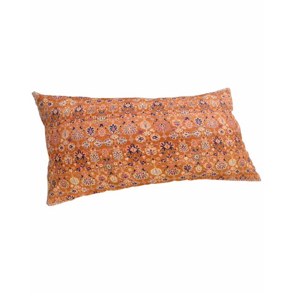 Boho Orange Pillow Covers King Size, Country Style Bohemian Floral Retro Tribal Soft Bed Throw Pillowcases Breathable Cooling Long Lumbar Body Pillow Sham Cover for Bed Sofa 20''x40''