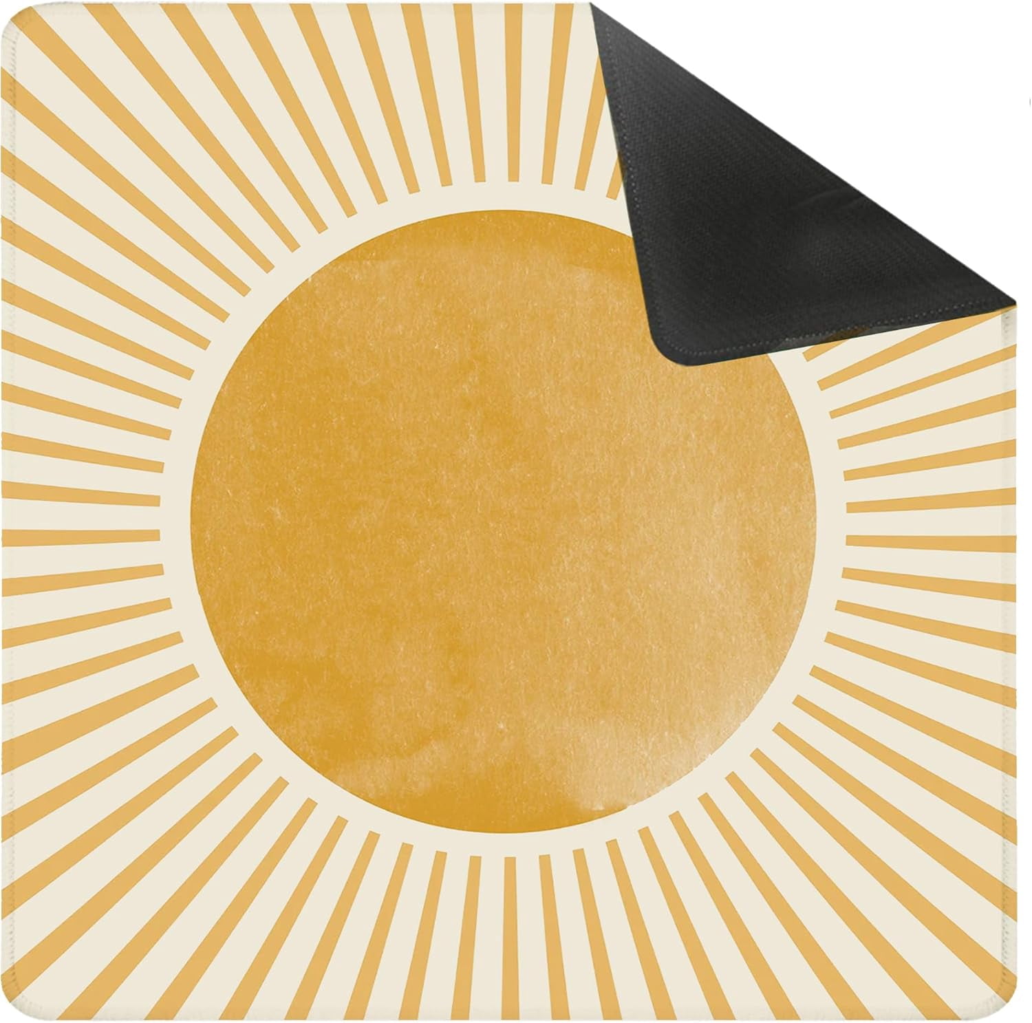 Boho Orange Sun Mahjong Mat for Table 31.5 X 31.5 in, Gifts for Mahjong Players, Watercolor Boho Sunrise Sunshine Anti-Slip Table Cover Tablecloth for Poker Board Card Tile Game Dominoes