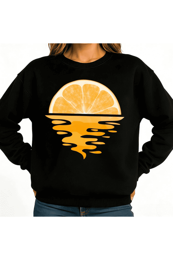 Boho Orange Sunset Womans Sweatshirt Graphic Sweatshirt Black White S-3XL Cottagecore Long Sleeve Tops