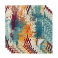thumbnail image 1 of Boho Orange Teal Red Cloth Napkins, Modern Abstract Splashing Art Washable and Reusable Dinner Napkins Set of 4, Table Napkin for Kitchen Party Birthday Wedding Hotel Housewarming 20"x20", 1 of 8