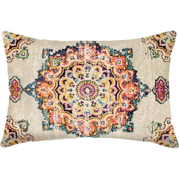 Boho Orange Throw Pillow Cover 12x20 Inches Carpet Pattern Antique Ethnic Decorative Pillow Cases Home Decor Square Pillowcase