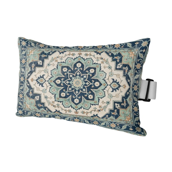 Boho Outdoor Pillows for Chaise Lounge Chair Waterproof Lumbar Pillows with Insert&Adjustable Elastic Strap Beach Headrest Pillow Traditional Abstract Ethnic Floral Pattern Pillow for Pool 11"x16"