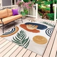 thumbnail image 1 of Boho Outdoor Rug 3x5 Ft, Non Slip Washable Area Rug, Bohemia Middle Century Leaves Abstract Minimalist Beige Patio Rugs Carpet Runner, Large Floor Mat for Indoor/Outdoor Deck Porch Camping, 1 of 8