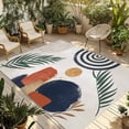 thumbnail image 1 of Boho Outdoor Rug for Patio/Deck/Porch, Non-Slip Large Area Rug 5 x 8 Ft, Middle Century Leaves Bohemia Minimalist Abstract Art Beige Indoor Outdoor Rugs Washable Area Rugs, Camping Rug Carpet Runner, 1 of 8
