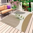 thumbnail image 1 of Boho Outdoor Rug for Patio/Deck/Porch, Non-Slip Large Area Rug 6 x 9 Ft, Modern Art Leaves Abstract Brown Gray Geometric Indoor Outdoor Rugs Washable Area Rugs, Reversible Camping Rug Carpet Runner, 1 of 8