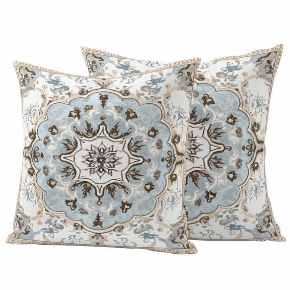 Boho Outdoor Waterproof Pillow Covers, Ethnic Aztec Southwest Neutral Aesthetic Motifs Decorative Square Throw Pillowcase Sofa Cushion Sham for Patio/Couch/Chair, 20"x20" 2 Pack