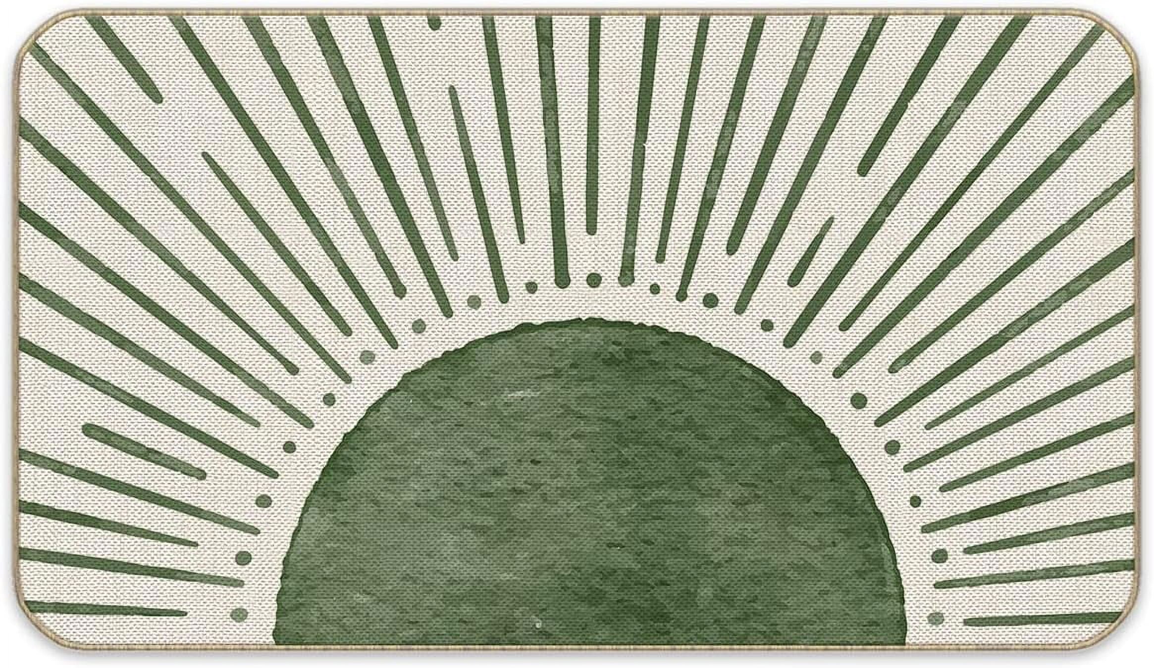 Boho Outside Inside Door Mat, Boho Door Mat Outdoor, Boho Welcome Mat, Boho Front Door Mat Outside Entrance, Boho Indoor Door Mats for Entryway, 17x30 (Green Sun)