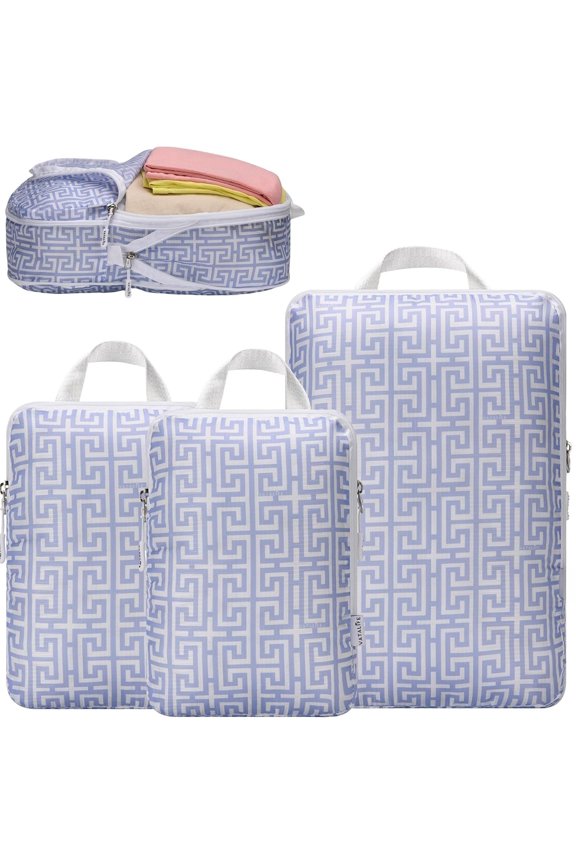 Boho Packing Cubes Organizer Bags for Suitcase & Backpack, Compression Packing Cubes for Travel, Lightweight Luggage Organizers, Travel Cubes for Packing, Vacation Essentials, 3 count Set, Lavender