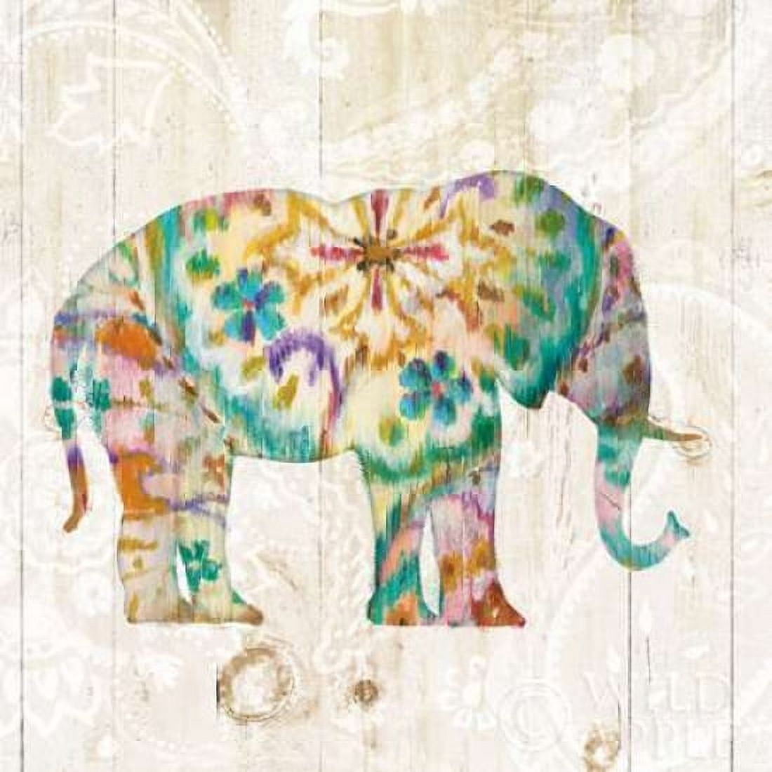 Boho Paisley Elephant I Canvas Art - Danhui Nai (24 x 24)