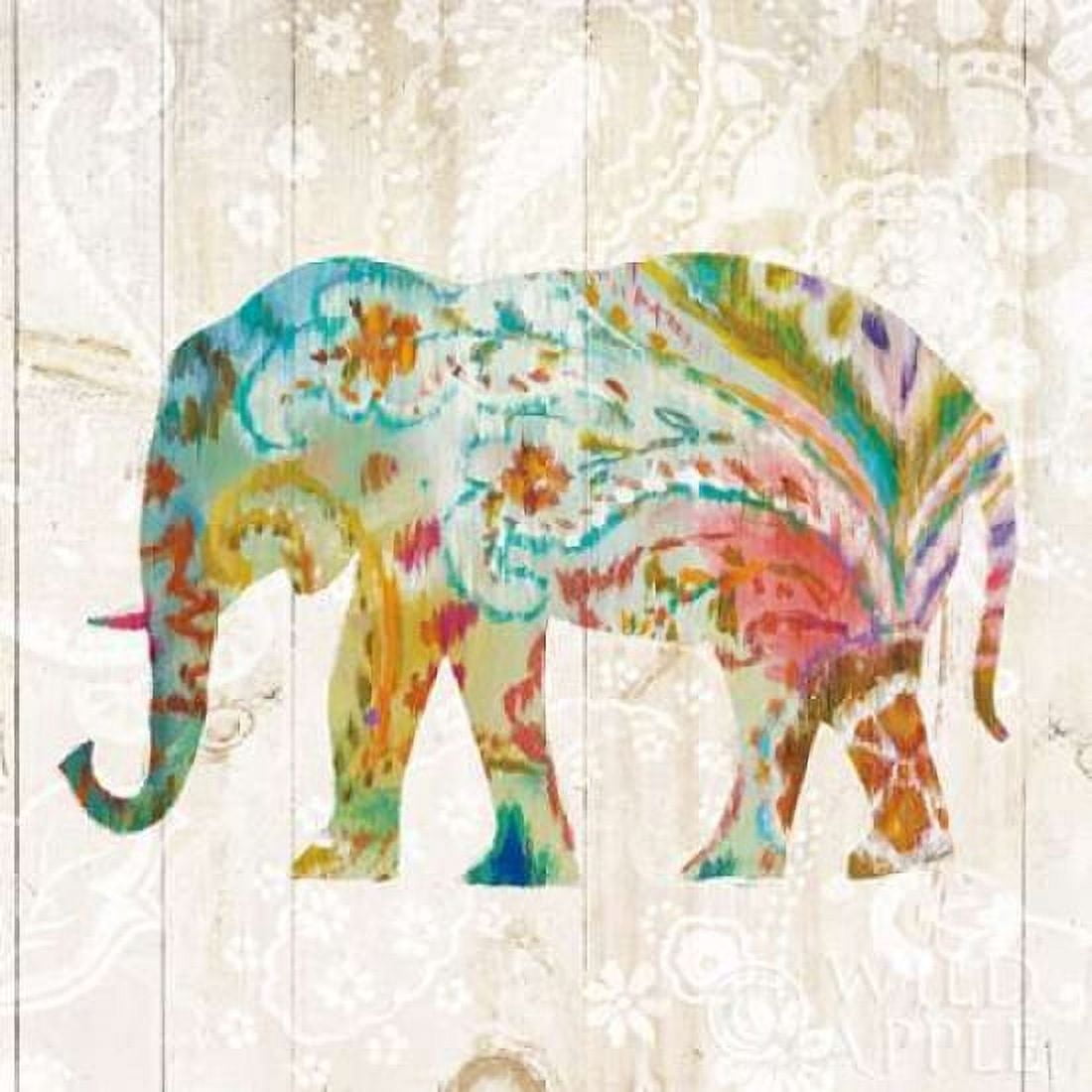 Boho Paisley Elephant II Canvas Art - Danhui Nai (24 x 24)