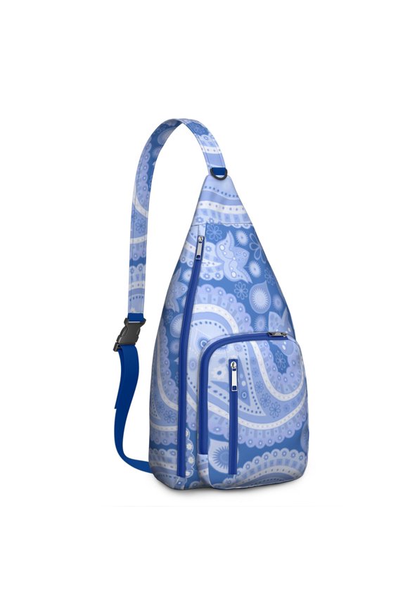 Boho Paisley Sling Backpack – Vintage Ethnic Mandala-Inspired Crossbody Bag with Colorful Artistic Pattern for Travel, Hiking, and Everyday Use