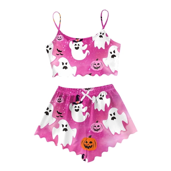 Boho Pajama Sets – Soft Cotton Lounge Sets, Comfortable Sleepwear for Relaxation Women's Halloween Camisole Pajama Set