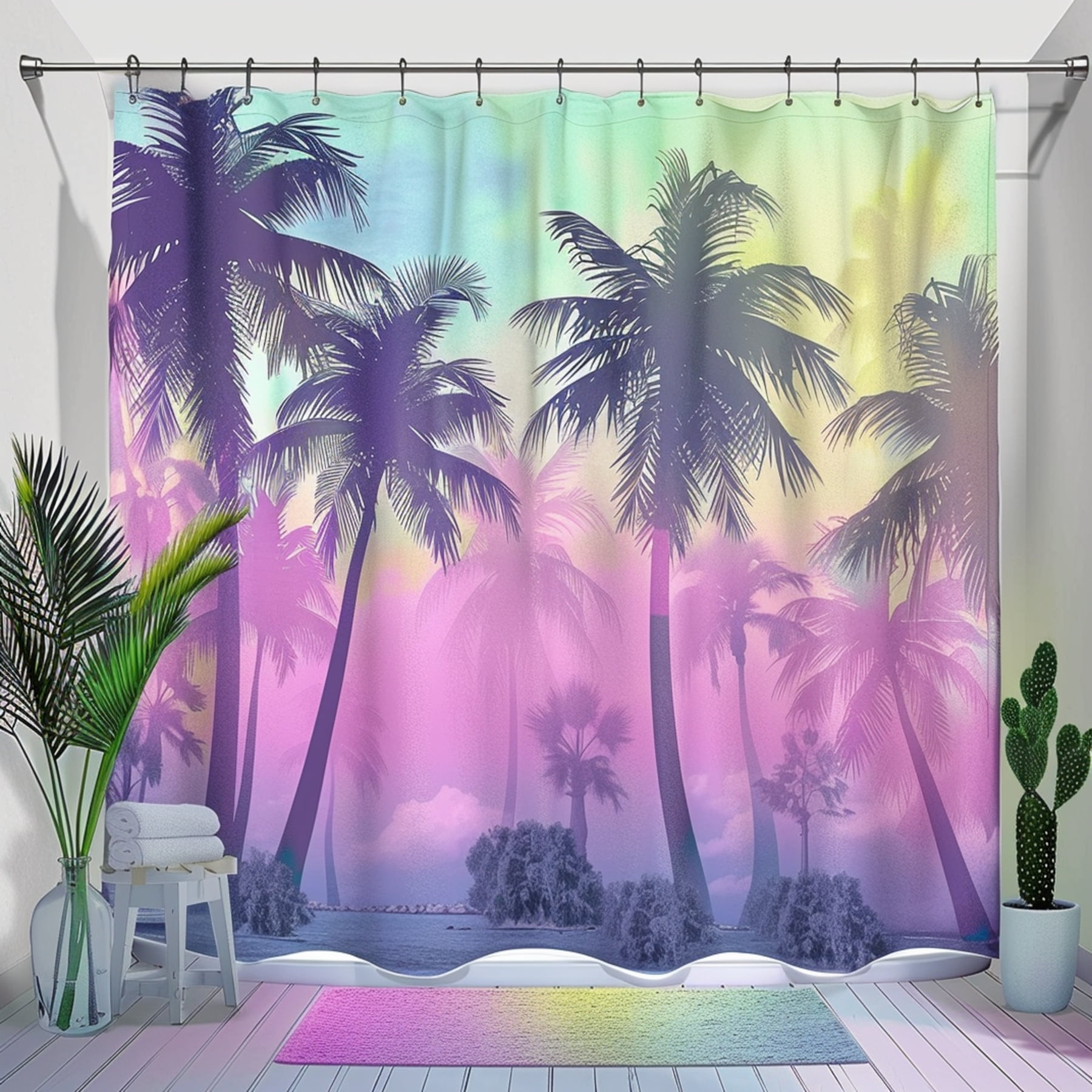 Boho Palm Tree Bathroom Decor Set Shower CurtainSet Accessories