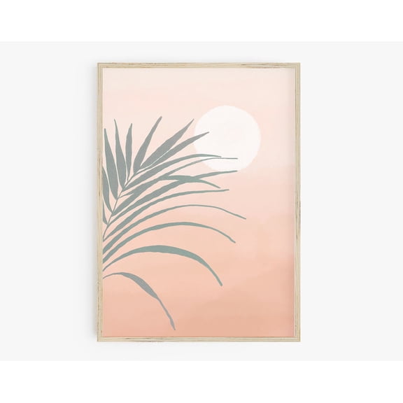 Boho Palms Print, Abstract Botanical, Tropical Boho Print, Palm Sun Print, Boho Nursery Decor Blush Pink Sunrise Wall Art, Wall Art, Modern Wall Decor, 8x12 UNFRAMED