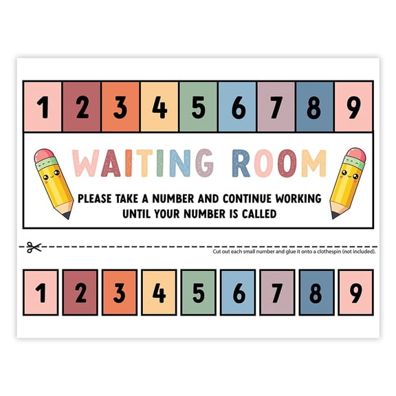 Boho Pastel Teacher Waiting Room Sign Take a Number Classroom Poster Student Management Visual Aid 8.5x11