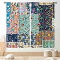 thumbnail image 1 of Boho Patchwork Curtains, Vintage Colorful Floral Bohemian Spring Wildflower Retro Pattern Stitching Bohemian Window Curtains for Living Room Bedroom Kitchen Bathroom 2 Panels, 84"x63" Inch, 1 of 5