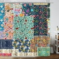 Boho Patchwork Floral Shower Curtain, Vintage bohemian Colorful Flowers